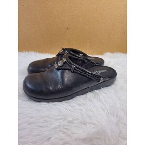 Minnetonka Black Leather Clogs- Size 7